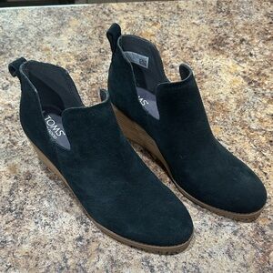 Black Suede Wedge Ankle Boots